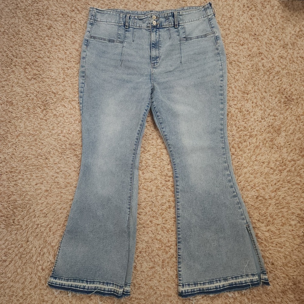 SO Goods For Life Womens 22/40W High-Rise Flare Denim Blue Jeans